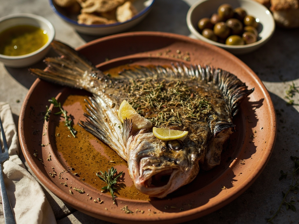 Opson de poisson grillé du Pirée
