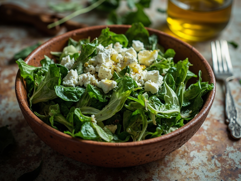 Mallow and fresh cheese with oil and vinegar