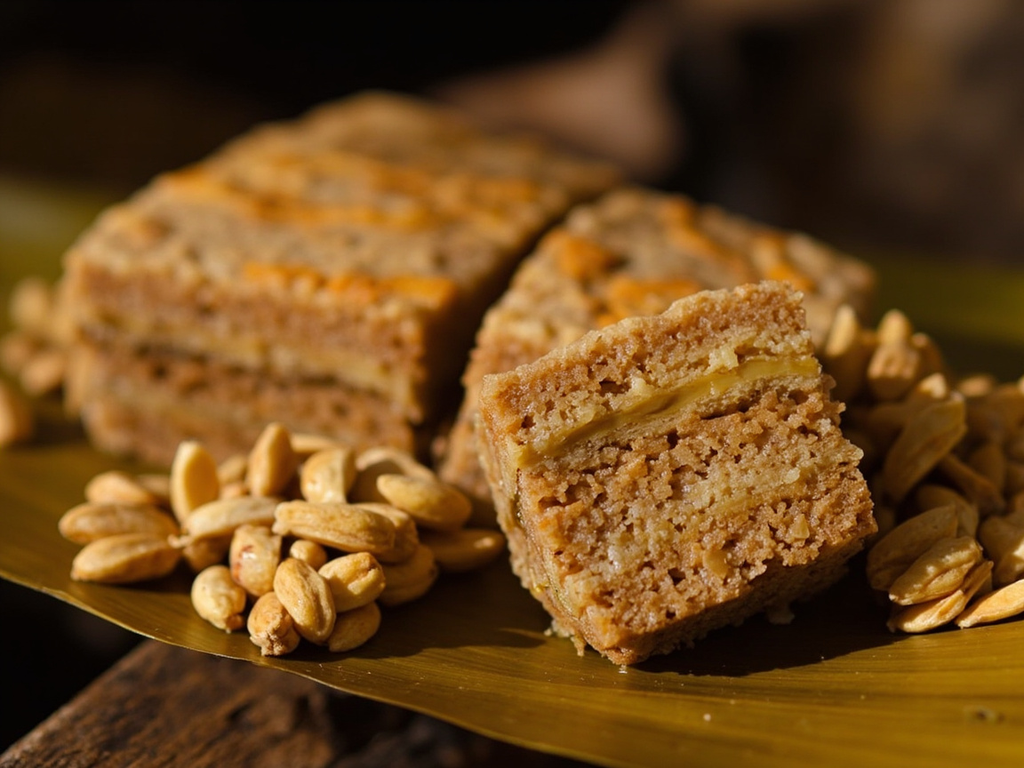Koba akondro (rice, banana, and peanut cake)