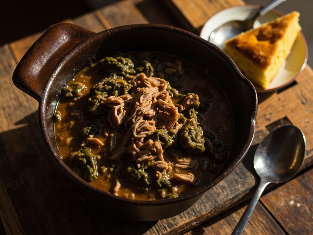 Chou cavalier mijoté au porc fumé (Collard greens)