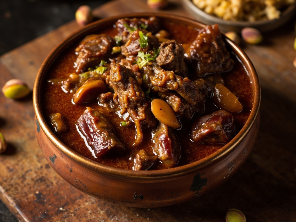 Sikbaj, ragoût d'agneau aigre-doux au vinaigre et aux dattes