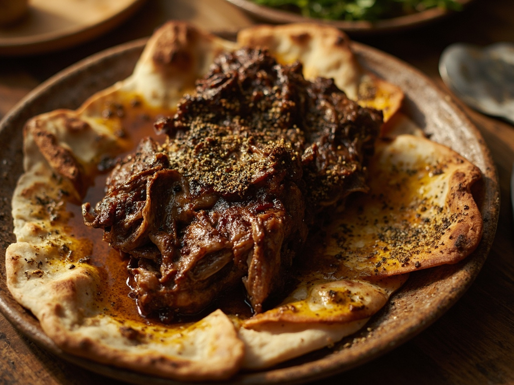 Roasted kid with desert herbs