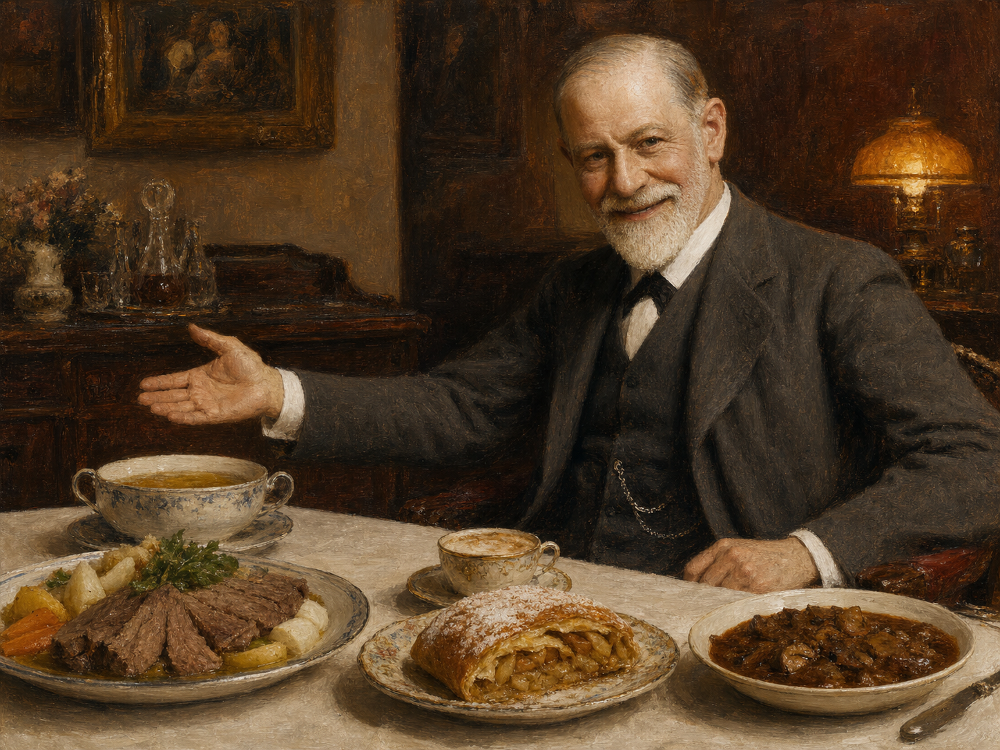 Sigmund Freud at the table