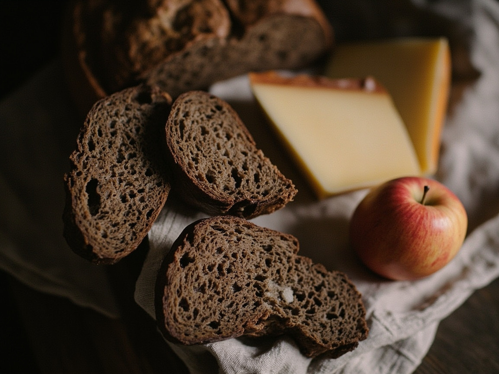 La gamelle de pain bis et de fromage