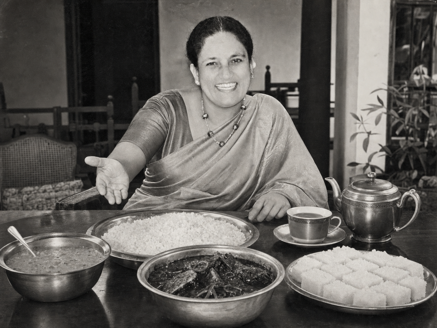 Sirimavo Bandaranaike à table
