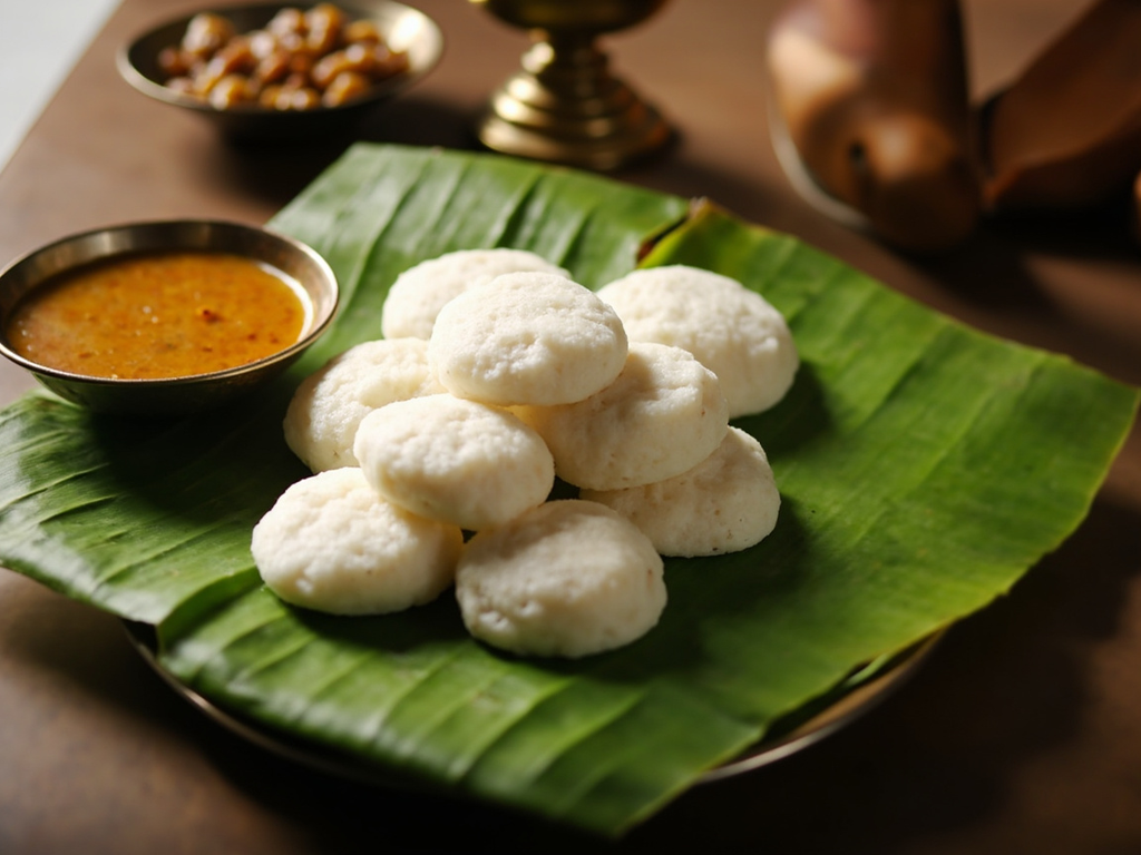 Idli (galettes de riz et lentilles vapeur)