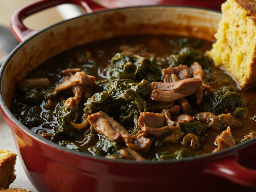 Chou vert braisé à la dinde fumée (Collard greens)