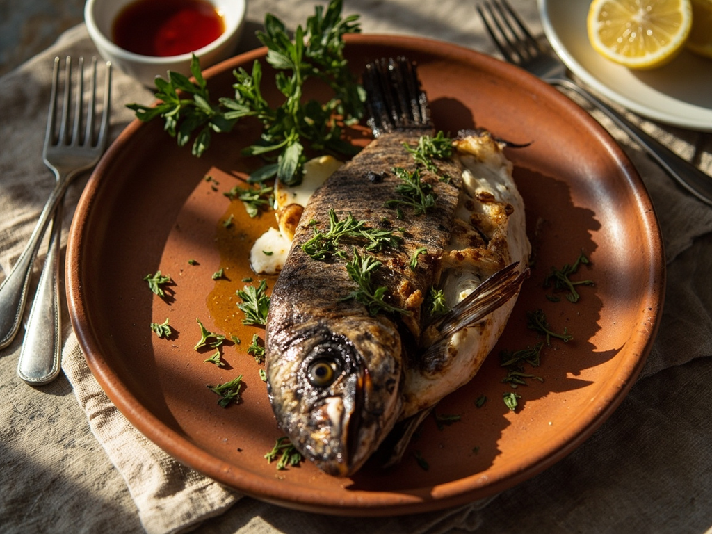 Aegean fish grilled with oil and oregano