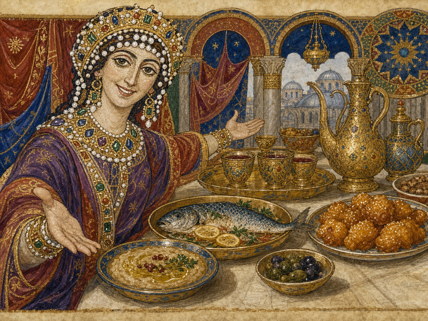Theodora at the table