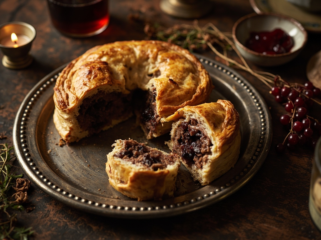 Venison pasty with currants and sweet spices