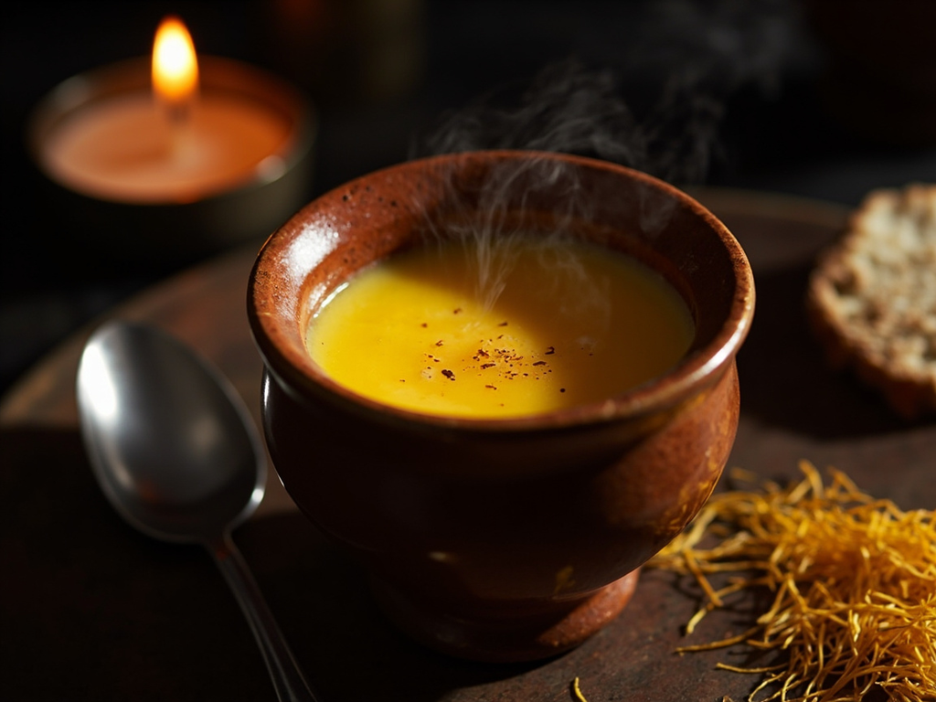 Caudle de petite bière au safran et aux œufs