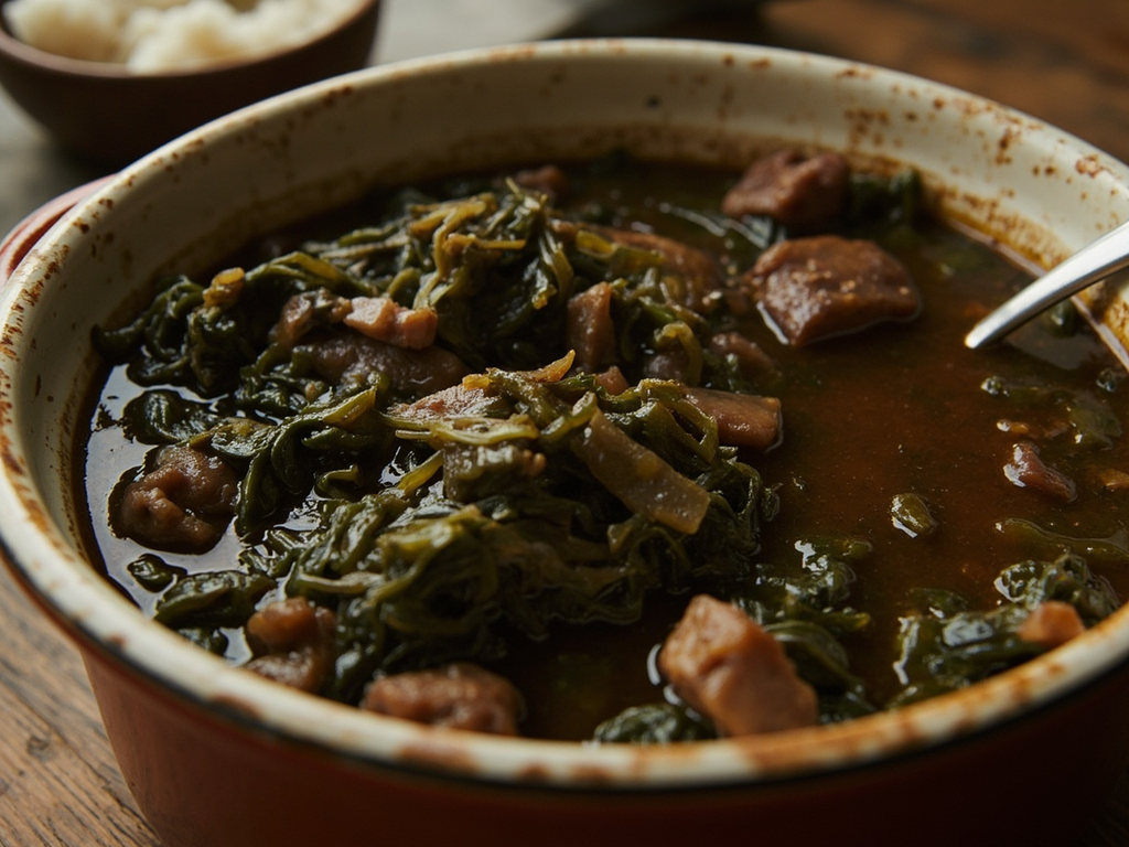 Collard greens au porc fumé et son pot likker