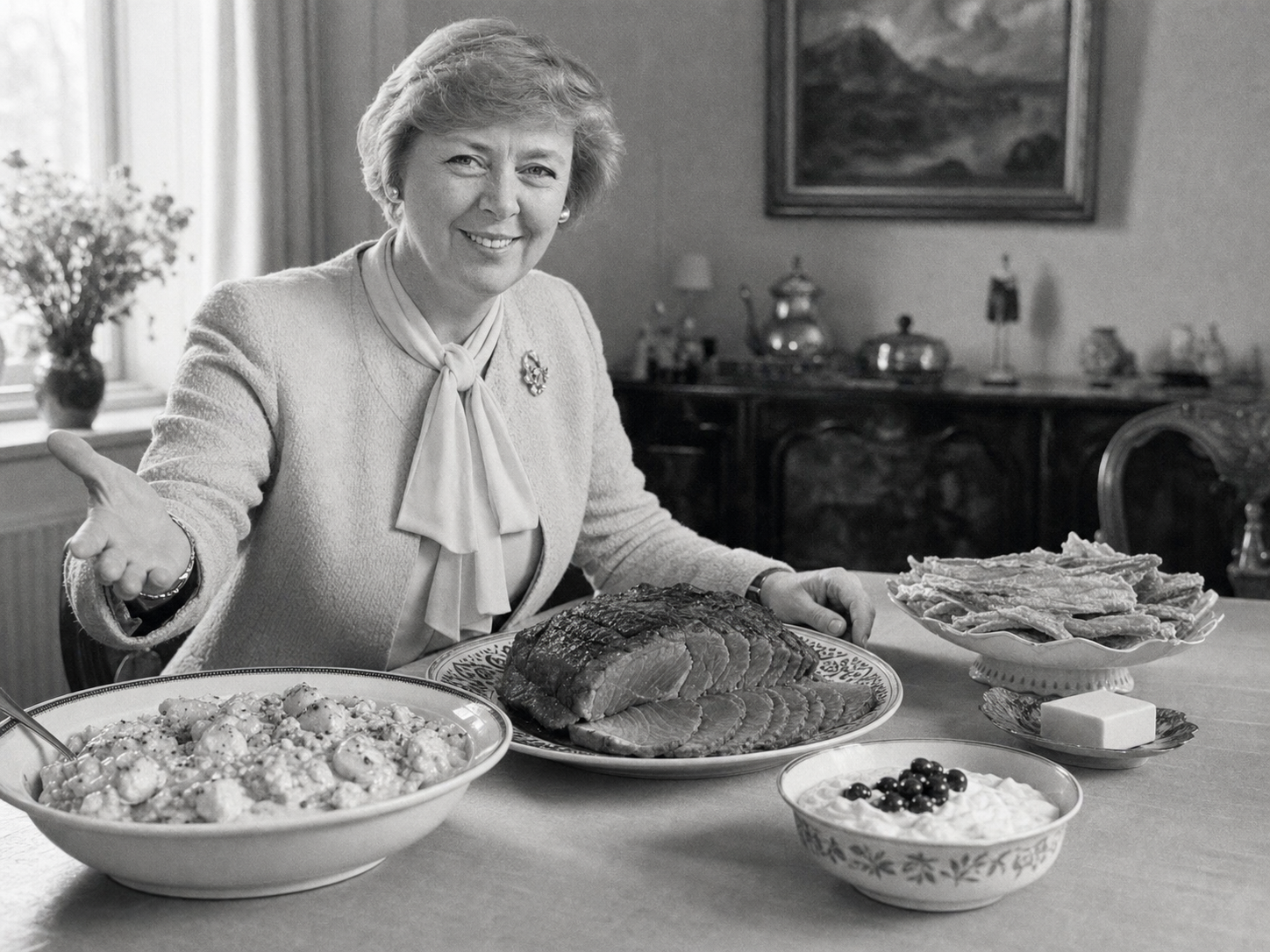 Vigdís Finnbogadóttir à table
