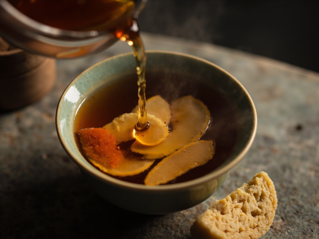 Thé bouilli à la mode des Tang, gingembre et sel